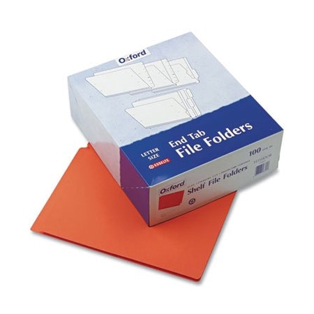 Tops Business Forms Colored End Tab Folders With Reinforced 2-Ply Straight Cut Tabs, Letter Size, Orange, 100PK H110DOR